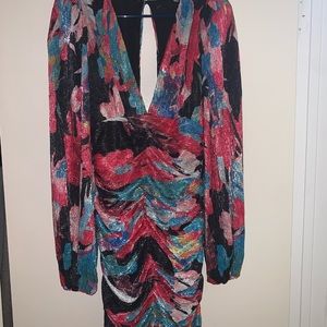 Colorful long sleeve dress with a little shine